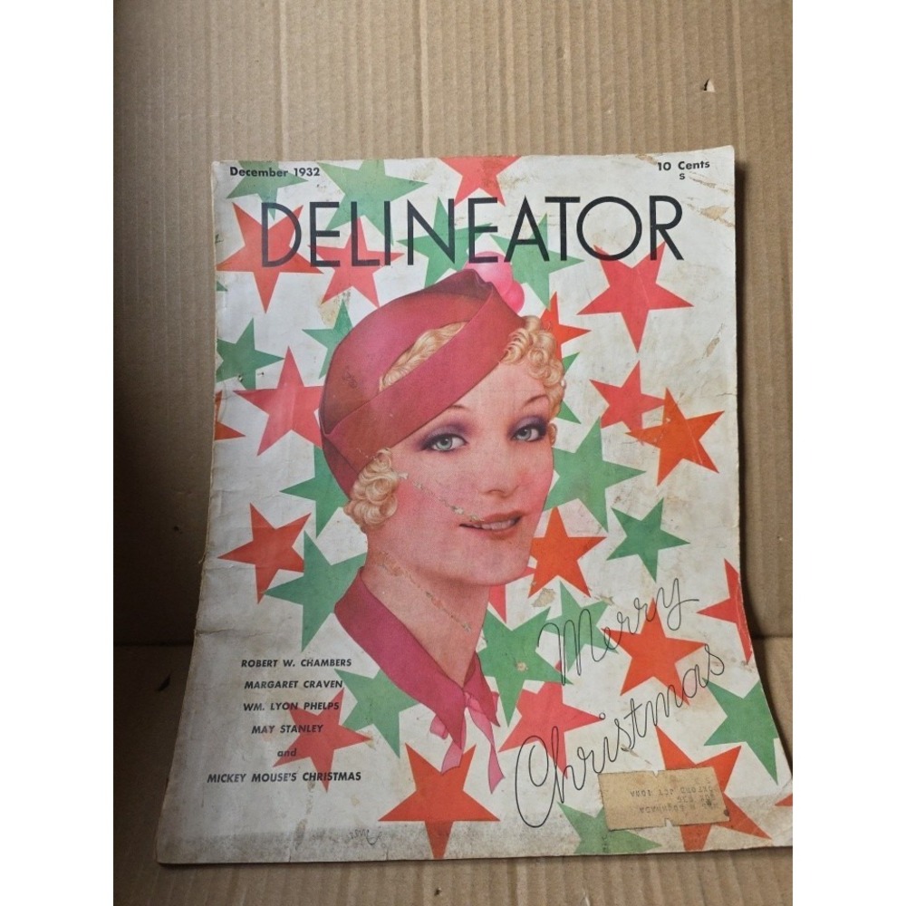Vintage Delineator Magazine December 1932 Mickey Mouse Disney Christmas Pyrex Ad